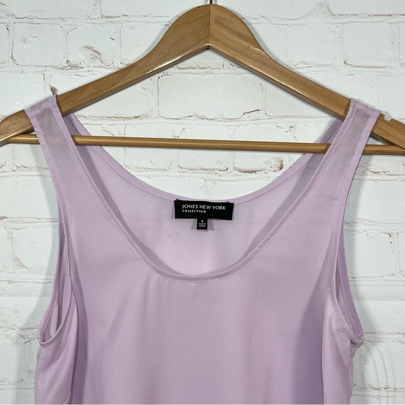 New Jones New York Collection Camisole Tank Top Size 4 Purple Chiffon Sheer - Picture 2 of 8